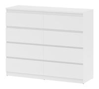 HOMCOM Commode 8 tiroirs meuble de rangement sans poignées design minimaliste 120 x 39 x 100 cm blanc