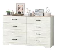 HOMCOM Commode 8 Tiroirs Moderne en Bois, 140x40x86 cm, Noyer et Gris Clair