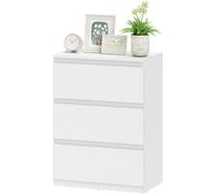 HOMCOM Commode à 3 tiroirs, meuble de rangement moderne pour la chambre, blanc