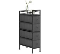 HOMCOM Commode à 4 tiroirs en tissu non tissé - Armoire de rangement étroite - Avec cadre en acier - Buffet moderne pour chambre à coucher, salon - Noir