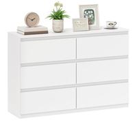 HOMCOM Commode à 6 tiroirs 112x34x75 cm Blanc