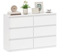 HOMCOM Commode à 6 tiroirs - Buffet moderne - Pour chambre à coucher, salon, couloir - 112 x 34 x 75 cm - Blanc
