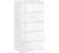 HOMCOM Commode Armoire à tiroirs Sideboard à 5 tiroirs, armoire de bureau avec tirettes anti-basculement, pour salon, chambre à coucher, blanc