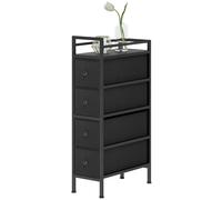 HOMCOM Commode armoire avec 4 tiroirs en tissu non tissé Armoire de rangement avec cadre en acier, 20 cm x 43 cm x 81,5 cm, Noir
