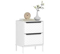 HOMCOM Commode avec 2 tiroirs en tissu, meuble de rangement pour chambre à coucher avec poignées en aluminium et dessus en bois pour le salon, le couloir, l'entrée, blanc