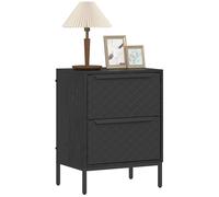 HOMCOM Commode avec 2 tiroirs en tissu, meuble de rangement pour chambre à coucher avec poignées en aluminium et dessus en bois pour le salon, le couloir, l'entrée, noir