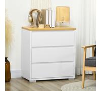 HOMCOM Commode avec 3 Tiroirs Commode Chambre sans Poignées Coiffeuse pour Salon Bureau Style Moderne 70x37x75 cm Blanc