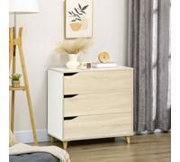 HOMCOM Commode avec 3 tiroirs meuble de rangement bicolore blanc et aspect bois - 75 x 42 x 75 cm Description:Cette jolie commode sera le meuble idéal pour ranger vos vêtements, linge de maison et aut