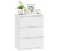 HOMCOM Commode avec 3 tiroirs - Moderne - Pour salon, chambre à coucher, couloir - Blanc - 55 x 34 x 75 cm