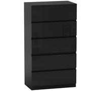 HOMCOM Commode avec 4 tiroirs Commode de chambre 55 x 34 x 100 cm Noir brillant