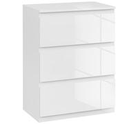 HOMCOM Commode avec 4 tiroirs Commode de chambre 55 x 34 x 75 cm Blanc brillant