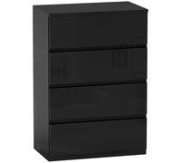 HOMCOM Commode avec 4 tiroirs Commode de chambre 55 x 34 x 80 cm Noir brillant
