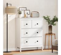 HOMCOM Commode avec 4 tiroirs, pour vêtements & linge de lit, Salon Chambre Couloir, Panneau de particules, Blanc