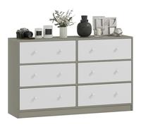 HOMCOM Commode avec 6 tiroirs en tissu, commode pour chambre, cadre en acier et MDF, commode pour salon, bureau, dressing, blanc et gris