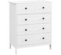 HomCom – Commode 5 tiroirs – Blanche, style contemporain, poignées métal – 74x40x91 cm