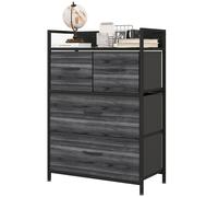 HOMCOM Commode, buffet, 4 tiroirs en tissu, design industriel, 60x29x85 cm, Noir