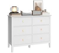 HOMCOM Commode Buffet à 6 tiroirs Armoire de rangement moderne Commode pour salon, chambre à coucher, couloir 100 x 40 x 78 cm Blanc