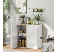 HOMCOM Commode, Buffet avec Portes à Fermeture en Douceur, Étagère Ajustable, pour Salon, Cuisine, Salle à Manger, Blanc