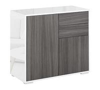 HOMCOM Commode Buffet Meuble de Rangement 2 tiroirs 2 Portes avec étagère 79 x 36 x 74 cm Gris