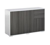 HOMCOM Commode buffet meuble de rangement 2 tiroirs coulissants 3 portes étagère réglable 117 x 36 x 74 cm gris