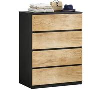 HOMCOM Commode chambre à coucher 4 tiroirs 60 x 39 x 80 cm noir chêne