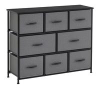 HOMCOM Commode Chiffonnier Meuble de Rangement 8 tiroirs Pliables en Tissu 100 x 30 x 78,5 cm Gris foncé