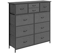 HOMCOM Commode Chiffonnier Meuble de Rangement avec 10 tiroirs en Tissu Amovibles Structure Acier dim. 100L x 30l x 100H cm Noir