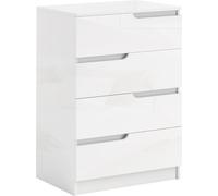 HOMCOM Commode d'appoint avec 4 tiroirs, commode à tiroirs pour salon, chambre à coucher, blanc brillant 60 x 40 x 85cm