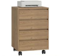 HOMCOM Commode de bureau à 4 tiroirs Commode de bureau à roulettes Classeur mobile pour 46 x 40 x 65 cm Marron