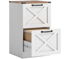 HOMCOM Commode de Bureau avec 2 tiroirs, Commode de Bureau, classeur, Porte-imprimante, avec Rail de Suspension pour A4 et Letter, 40x40x71 cm, Blanc
