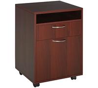 HOMCOM Commode de bureau avec roulettes, tiroir, compartiment, porte, classeur mobile pour studio, salon, 40 x 35 x 60 cm, café foncé