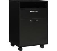 HOMCOM Commode de bureau mobile avec tiroir et armoire, armoire à dossiers avec roulettes, support d'imprimante pour studio, 40 x 35 x 60 cm, noir