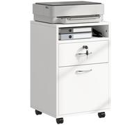 HOMCOM Commode de Bureau Mobile avec tiroir et Armoire Classeur à roulettes Porte-imprimante pour Bureau 40x35x60 cm Blanc