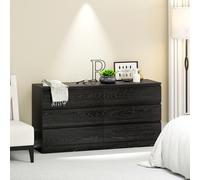 HOMCOM Commode de chambre 6 tiroirs Commode pour salon bureau Style moderne 140x40x71 cm Noir veiné