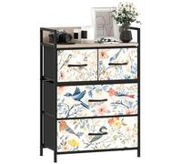 HOMCOM Commode de Chambre à Coucher, Commode en Tissu avec 4 tiroirs, étagère Ouverte et Cadre en Acier pour Salon, Couloir, Blanc