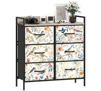 HOMCOM Commode de chambre à coucher, commode en tissu avec 6 tiroirs, étagère ouverte et cadre en acier pour salon, couloir, blanc
