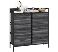 HOMCOM Commode de Chambre à Coucher, Commode en Tissu avec 6 tiroirs, Meuble de Rangement avec étagère Ouverte et Cadre en métal pour Le Salon, l'entrée, Noir