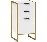 HOMCOM Commode de Chambre à Coucher, Commode Industrielle à 3 tiroirs, Meuble de Rangement à tiroirs avec Cadre en métal pour Le Salon, Blanc