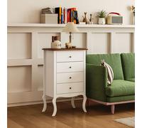HOMCOM Commode de Chambre avec 4 Tiroirs Design Anti-basculement Coiffeuse pour Salon Couloir 60x40x98,5 cm Blanc et Chêne