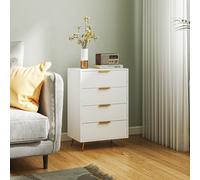 HOMCOM Commode de Chambre Moderne avec 4 Tiroirs Façades Ondulées Anti-renversement 60x40x90 cm Blanc