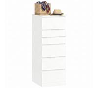 HOMCOM Commode de chambre slim haute 6 tiroirs 40 x 48 x 110 cm Blanc