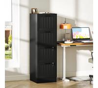 HOMCOM Commode de Rangement de Documents à 4 Tiroirs avec Rail Réglable et 2 Verrous, en Bois, 40x40x131 cm, Noir