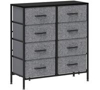 HOMCOM Commode de rangement industrielle en tissu avec 8 tiroirs en tissu, cadre en acier et dessus en bois pour chambre d'enfant, salon, couloir, noir