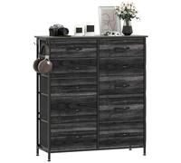 HOMCOM Commode Double pour Chambre à Coucher avec 10 tiroirs en Tissu, Grande unité de Rangement avec 4 Poches, 2 Crochets et Cadre en Acier pour Salon, Couloir, Noir