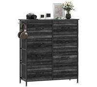 HOMCOM Commode double pour chambre à coucher avec 8 tiroirs en tissu, haut meuble de rangement avec 4 poches, 2 crochets et cadre en acier pour salon, couloir, noir