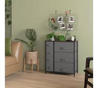 HOMCOM Commode Élégante 7 Tiroirs Tissu Non-Tissé Métal MDF Gris 64x30x71cm | Aosom France