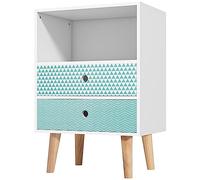 Homcom Commode en bois multi-usages de type armoire à tiroirs et Table de nuit avec 2 tiroirs et 1 étagère de rangement blanc 45 x 30 x cm