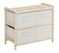 HOMCOM - Commode en tissu - Bois de sapin - 59x28x50cm - Bois naturel, Beige
