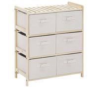 Commode 6 tiroirs tissu polyester beige dim. 59L x 28l x 70H cm bois sapin