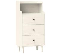 HOMCOM Commode étroite de Chambre à 3 tiroirs 47x29x95 cm Blanc Marbre | Étagères ouvertes, anti-basculement, haute commode à tiroirs, pour salon et couloir